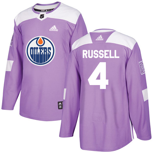 Adidas Oilers #4 Kris Russell Purple Authentic Fights Cancer Stitched NHL Jersey